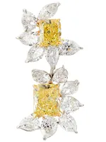 20.15 CTW Fancy Intense Yellow and White Diamond Dangling Cluster Earrings in 18kt Gold