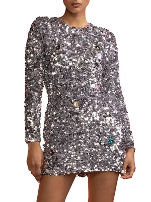 Sequin & Rhinestone Embellished Minidress