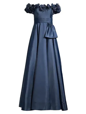 Petaled Off-The-Shoulder Gown