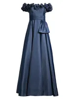 Petaled Off-The-Shoulder Gown