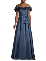 Petaled Off-The-Shoulder Gown