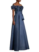 Petaled Off-The-Shoulder Gown