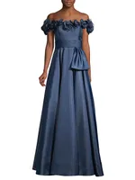 Petaled Off-The-Shoulder Gown