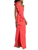 Pervinca Asymmetric Ruffled Maxi Dress