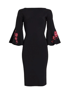 Natalia Trumpet-Sleeve Cocktail Dress