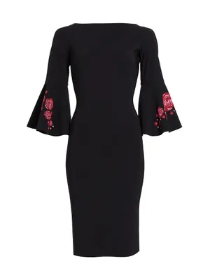 Natalia Trumpet-Sleeve Cocktail Dress