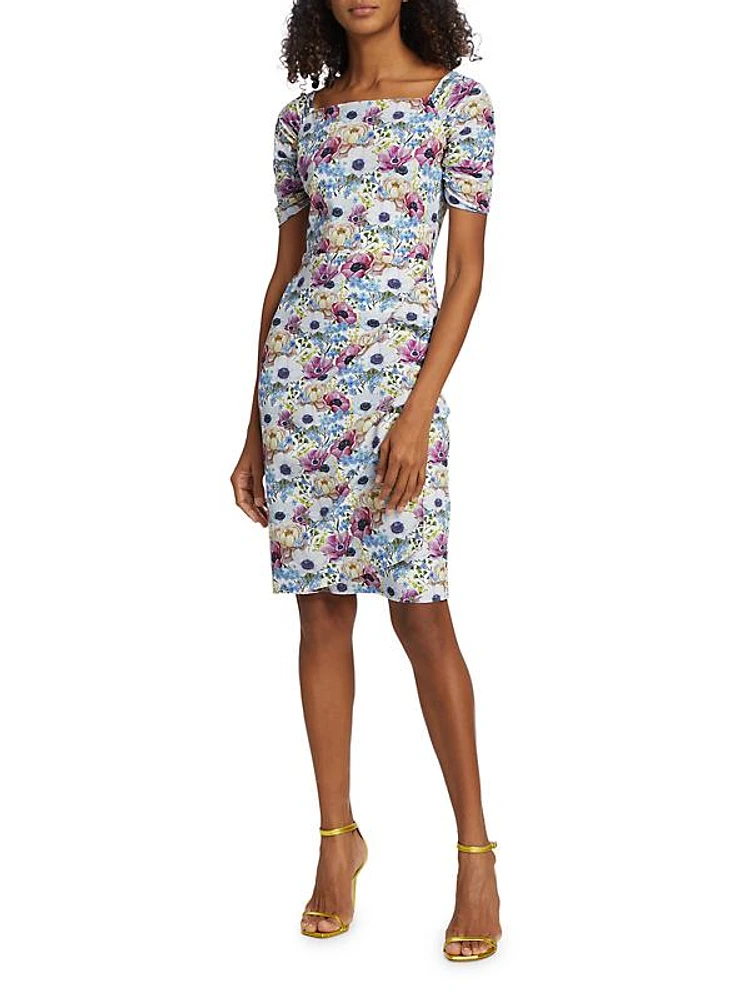 Vissia Gathered Floral Dress