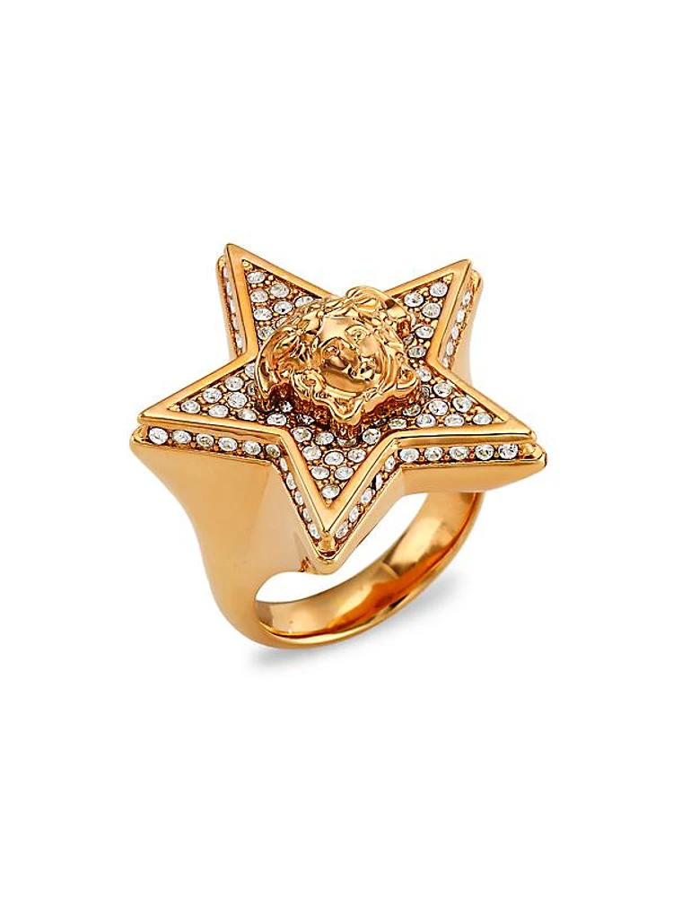 Medusa Goldtone & Crystal Star Ring