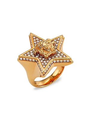 Medusa Goldtone & Crystal Star Ring