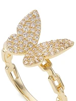 14K Yellow Gold & 0.40 TCW Diamond Butterfly Ring