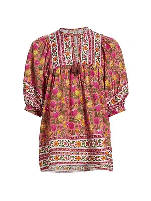 Thalia Printed Cotton Top