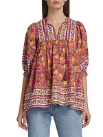 Thalia Printed Cotton Top