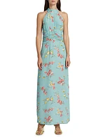 Floral Halter Neck Maxi Dress