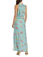 Floral Halter Neck Maxi Dress