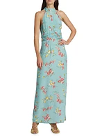 Floral Halter Neck Maxi Dress