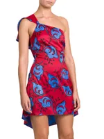 Twigs-Print Draped Minidress