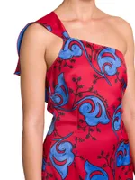 Twigs-Print Draped Minidress