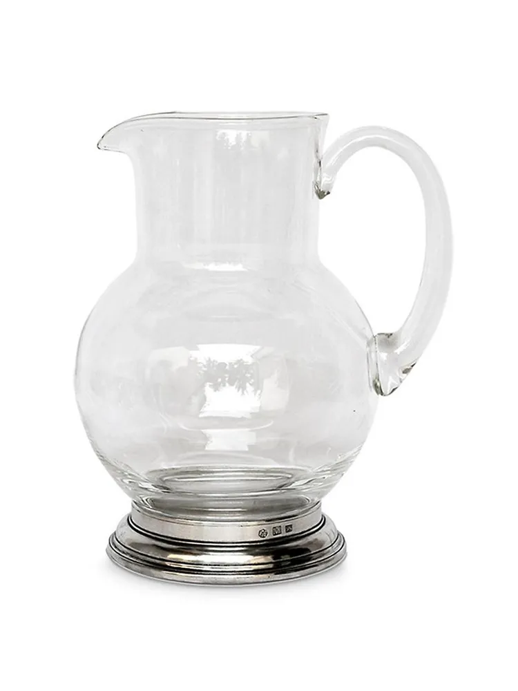 Large Glass & Pewter Pitcher