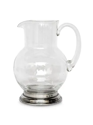 Large Glass & Pewter Pitcher