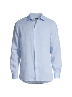 Garment-Washed Linen Sport Shirt