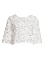 Calys Eyelet Cropped Blouse