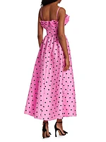 Amara Cotton Polka-Dot Ruffled Midi-Dress