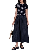 Long Skirt with Contrast Waistband