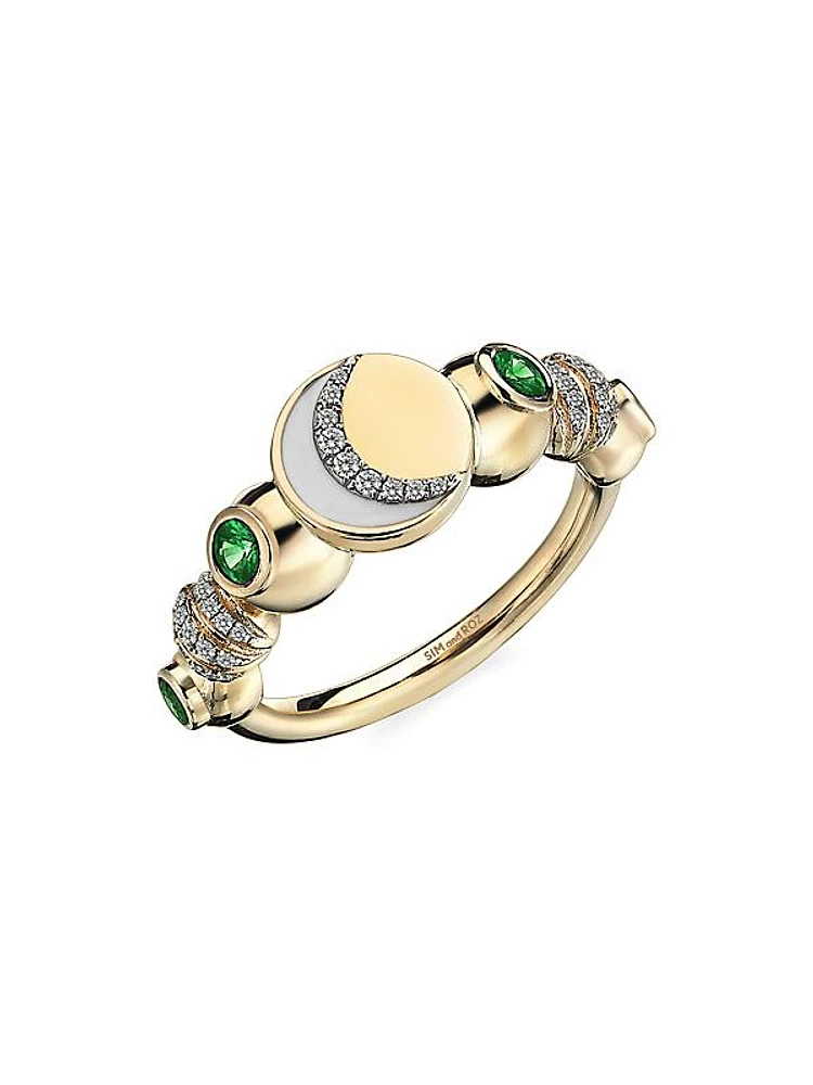 Equinox Phase 14K Yellow Gold, Tsavorite & 0.18 TCW Diamond Ring