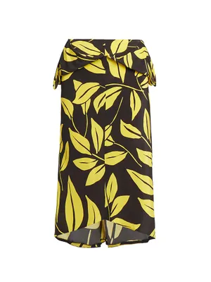 Silk Deconstructed Palm Midi-Skirt