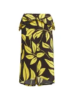 Silk Deconstructed Palm Midi-Skirt