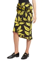 Silk Deconstructed Palm Midi-Skirt