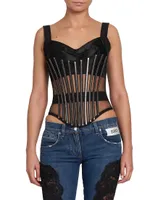 Sheer Sequin-Embellished Bustier