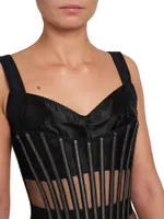 Sheer Sequin-Embellished Bustier