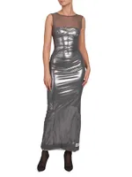 Illusion Neck Metallic Gown