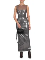 Illusion Neck Metallic Gown