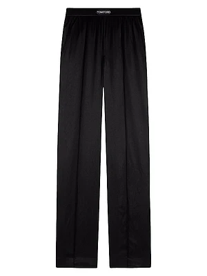 Silk-Blend Logo Pants