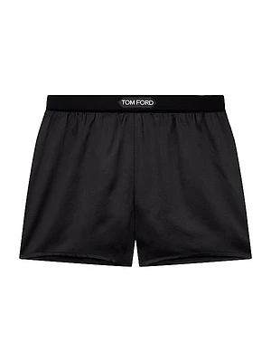 Silk-Blend Logo Shorts