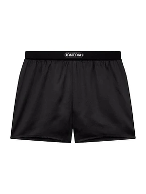 Silk-Blend Logo Shorts