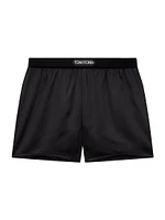 Silk-Blend Logo Shorts