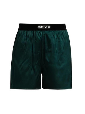 Silk-Blend Logo Shorts