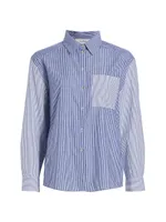 Deborah Multi-Stripe Cotton Button-Front Shirt