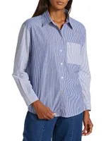 Deborah Multi-Stripe Cotton Button-Front Shirt