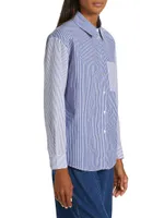 Deborah Multi-Stripe Cotton Button-Front Shirt