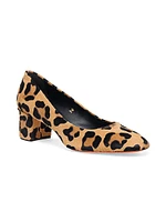 50MM Animal-Print Calf Hair Block-Heel Pumps