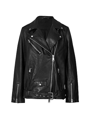 Billie Relaxed Leather Biker Jacket