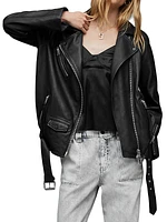 Billie Relaxed Leather Biker Jacket