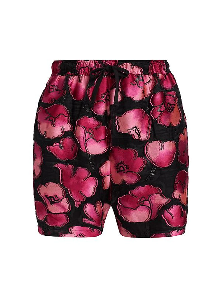 Jacquard Floral Print Shorts