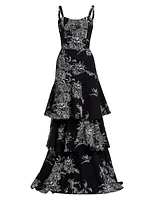 Torero Ruffled Floral Gown