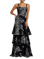 Torero Ruffled Floral Gown