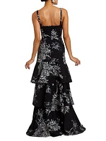 Torero Ruffled Floral Gown